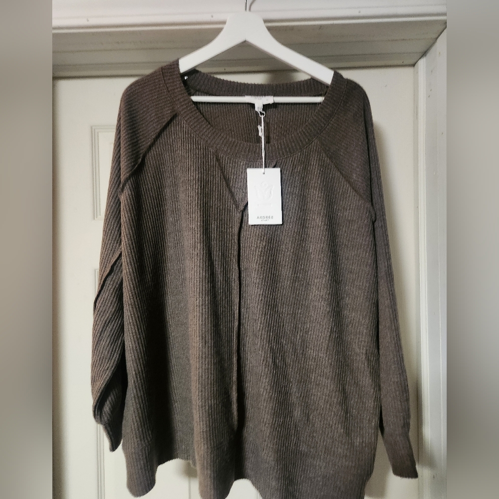 NWT Andrée by Unit Waffle Knit Top Size 1X | Oversized Cozy Sweater
